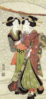 Japanese Woodblock Art - Two Ladies - Click Image to Close